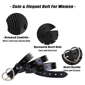 Amazon.com: Karoukee Women's Hollow Heart Leather Belt for